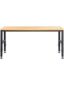 Adjustable Workbench, 48x20in Garage Table W/ 28.3in To 38.1in Heights & 2000lbs Load Capacity, Adjustable Working Table With Power Outlets & Hardwood Top & Metal Frame & Foot Pads, For Office Home Garage - Maple - Xem 8