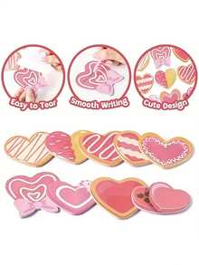 1/9 Packs Valentine'S Day Pink Heart Sticky Notes Set | Smooth, Writeable Self-Adhesive Notepads Ideal For Students And Office Use - Multicolor - View 4