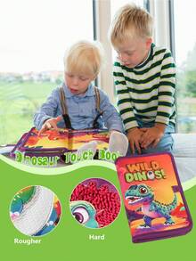 恐龙宝宝触摸书，逼真野生恐龙布艺认知书，亲子互动感官启蒙书，0-3岁宝宝触摸学习书，男孩女孩复活节/斋月/生日礼物 - 彩色 - 查看 6