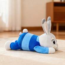 Miniso Búp bê nhồi bông Judy nằm số 16 thuộc series Zootopia, chất liệu nhung mềm mại, hình dáng chú thỏ Zootopia, trang phục sọc xanh trắng, thích hợp để trang trí nhà cửa/làm gối/trang trí bàn làm việc, búp bê nhồi bông dễ thương cỡ vừa (1 chiếc) - Nhiều màu - Xem 2