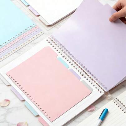 4pcs/Pack A4/A5/B5 Plastic Colored Loose Leaf Divider Sheets