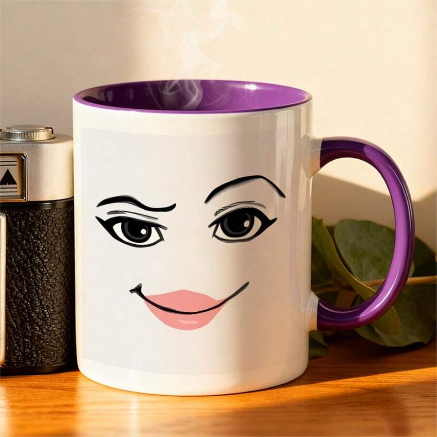 1 One, 3A Ceramic Cup-11oz Coffee Cup, Funny Pattern-Tea Cup, Dining Cup, Four Seasons Drink Cup, Family, Brothers And Sisters, Friends, Lover, Girlfriend, Holiday Commemorative Gift For Home Kitchen Or Office Use, Reusable Cup, Personalized Cup - Màu tím - Xem 1