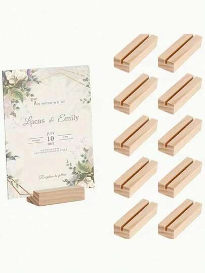 木质桌号牌架 - 优雅的桌号、名片和照片展示架，适用于DIY名片、活动派对指示牌、婚礼招待会、餐桌摆饰、派对装饰、周年庆典等。