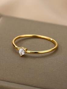 Nhẫn hình trái tim đính đá Cubic Zirconia, chất liệu thép không gỉ mạ vàng, nhẫn cưới, trang sức đôi, giao hàng miễn phí, quà tặng ngày Valentine. - JZ2520g - Xem 5