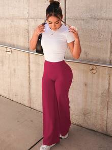 YEOREO Workout Leggings Womens No Front Seam Straight Leggings  31.5" High Waist Buttery Eddiy Gym Yoga Pants Summer Clothes For Women - 寶石紅 - 查看 4
