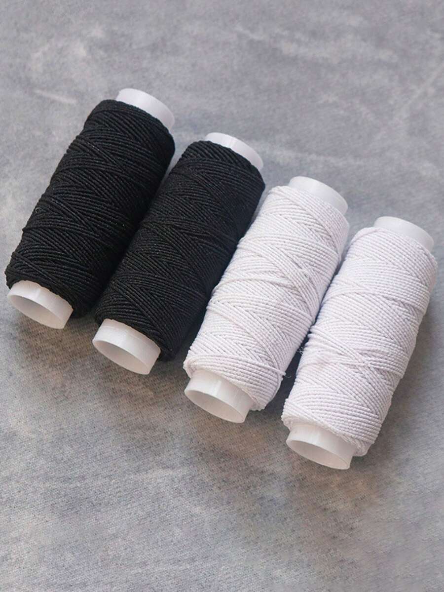 2pcs Black & White Elastic Thread,Ultra-Fine Closed-End Stretch Thread, Seamless Round Latex Sewing Thread For DIY Beading, Skirt Gathering & Fabric Ruffles Thread,DIY Bead Elastic Cord,Invisible Elastic Band For Professional Hemming, Craft Jewelry, And Creating Flounces, Elastic String For Gathering Fabric, Elastic Thread For Sewing & DIY Fashion Accessories