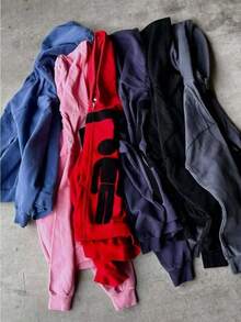 American Retro Weird Note Foam Print Personality Street Men's And Women's Zipper Hoodie Zipper Sweatshirt Jacket - màu đen - Xem 2