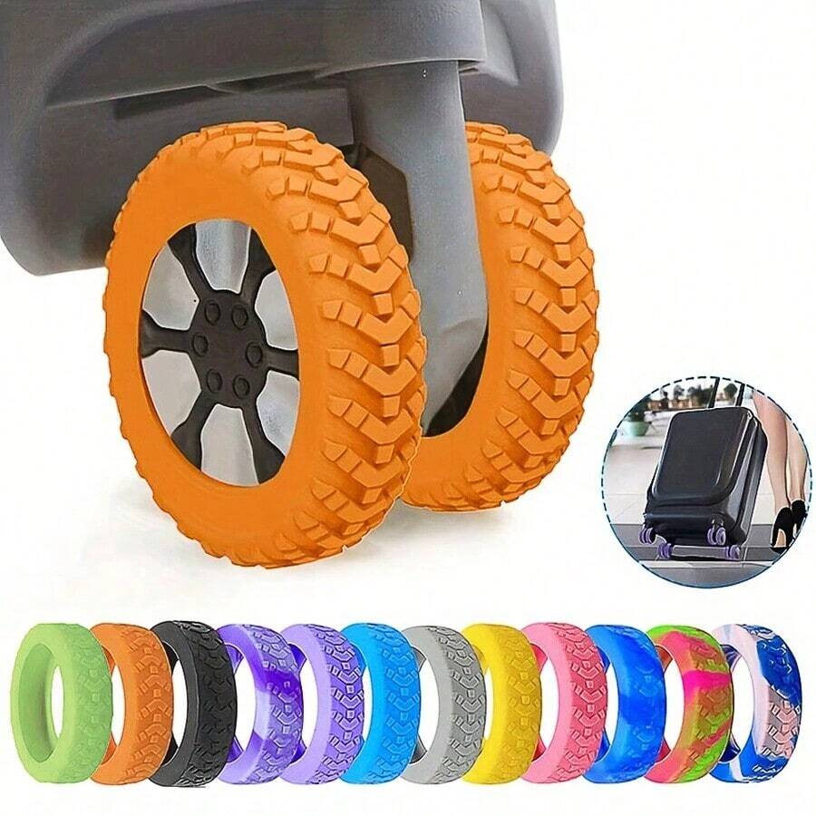8 PCS Travel Suitcase Spinner Wheels, Travel Accessories, Luggage Wheel Protector, Shockproof, Silent And Noise-Reducing Silicone Trunk Wheel Protector,Going To School Trunk Wheel Protector Luggage Wheel Covers Travel Essentials Travel Organizer For Beach Summer Vacation Back To School - 彩色 - 查看 1
