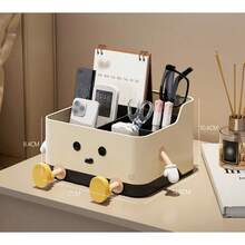 1pc Multifunctional Desktop Storage Box, Makeup Organizer, Remote Control & Office Supplies Holder, Desktop Decor (Includes Stickers) - Multicolor - View 4