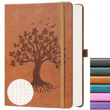 B5 Bullet Dotted Journal Notebook:150 Gsm Thick Paper, 256 Pages, Dot Grid Hardcover, Tree Of Life Design, Fine Inner Pocket - 7.7inch * 10inch Brown - 淺棕色B5點狀 - 查看 1