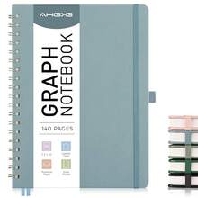 Graph Paper Notebook - Spiral Notebook Hardcover Leather Journal 140 Pages, B5 Large Grid Notebook 7.6\ X 10\, 100 Gsm Thick Paper, For Schoolsss Writing Graphing Engineering Math, GrayBlue - B5-graphB5Graph - View 1