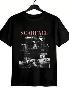 Kaos Tony Montana Vintage Shirt Promo T-Shirt Men's Black Pure Cotton Crew Neck Tee 200g | Versatile Smart Casual For Daily Wear, Date & Office Commute, Boyfriend, Funny Shirt - 黑色 - 查看 1