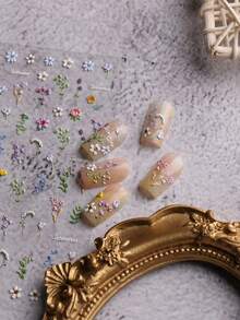 QIANJIKU Bộ 2 miếng dán móng tay họa tiết hoa mùa xuân/hè, trang trí móng 5D, phù hợp với móng acrylic, đồ dùng làm móng cho nữ và bé gái, quà tặng ngày lễ. - Nhiều màu - Xem 3