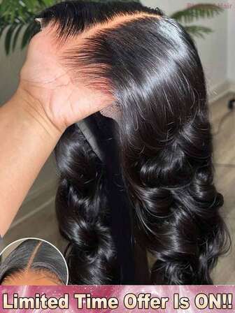 Wear And Go 34 Inch 5*5 13*4 200% Density Body Wave Lace Front Wigs With Realistic Hairline - Natural Black Color Pre Cutting Pre Ironing Pre Pulling Transparent HD Lace Frontal Wigs Glueless Pre-Plucked Real Hair No Glue No Skills Brazilian Virgin Pre Bleached Human Blended Hair Middle Part Wigs Frontal Glueless Weaves Wigs For Women Daily Use