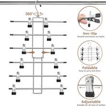 Pants Hangers With Clips,Space Saving Hanging Closet Organizer-6 Tiers Skirt Hangers With 360° Swivel Hook,Closet Organizer-Clothes Hangers - 白色 - 查看 6