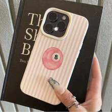 Billiards 1pc TPU Material Pink 8 Ball Stripe Pattern Phone Case Suitable For Apple/ Phones - White - View 3