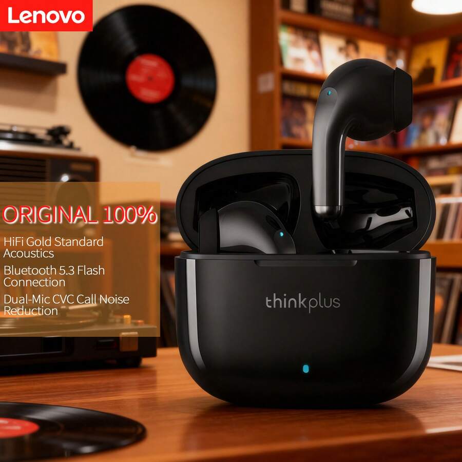 Lenovo LP40pro True Wireless Earbuds: Dual Microphones, ENC Call Noise Cancellation, AAC Decoding For High-Fidelity Sound, Low Latency Gaming Mode, Suitable For Both Gaming And Commuting. Black. - Black - View 1
