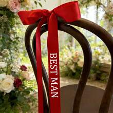 1pc 5cm Wide X 165cm Long Custom Wedding Chair Sash, High-Quality Custom Satin Chair Seat Card, Groomsman & Bridesmaid Reserved Seat Card, Wedding Chair Back Decor Nameplate, Custom Chair Sash - Multicolor - View 9