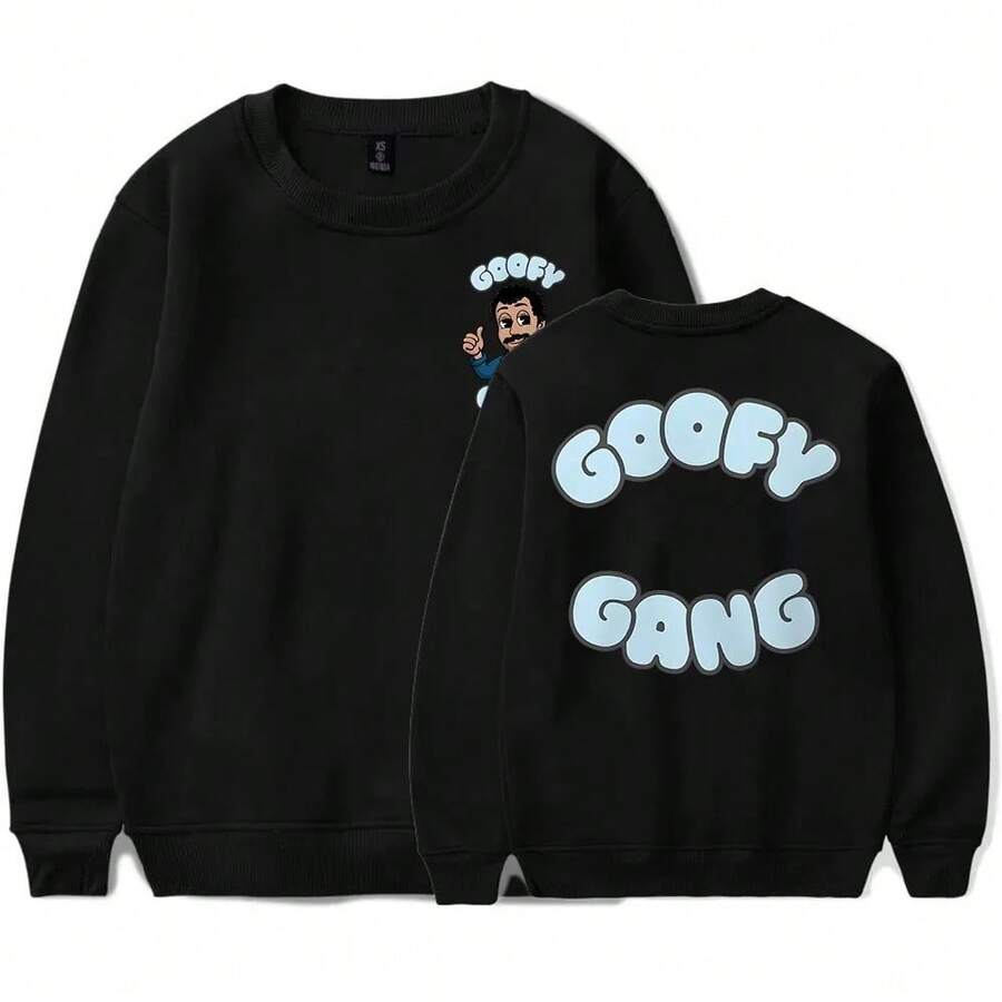 Nueva sudadera de cuello redondo Goofy Gang, sudaderas con estampado de Morgan Jay Singer, manga larga, ropa de calle unisex, suelta, para hombres y mujeres, pullover Gra - Negro - Ver 1