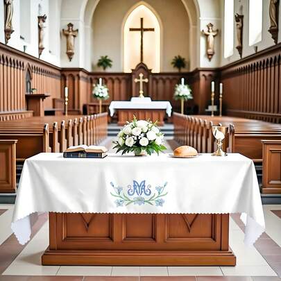 1 pieza Mantel de comunión, diseño JHS, patrón colorido de trigo y uva, 54X108 pulgadas, poliéster lavable, rectangular, adecuado para otoño, Acción de Gracias, Navidad, ceremonias de la iglesia, reuniones familiares