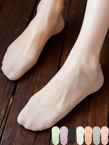 女士夏季硅胶防滑隐形薄冰丝船袜舒适凉爽透气休闲弹力袜 - 彩色 - 查看 2