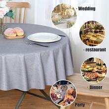 1OO% Waterproof Round PVC Tablecloth - 54 Inch - Oil Proof Spill Proof Vinyl Table Cloth, Wipe Clean Table Cover For Dining Tables, Buffet Parties And Camping, Grey - Grey54inchRound - View 8