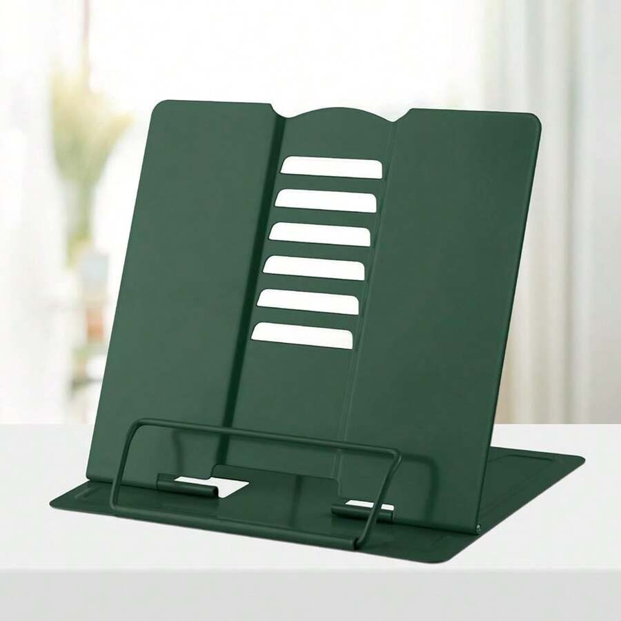 Honagu Metal Desk Book Holder, Adjustable Hands Free Holder For Cookbooks, Documents, Music Books, Textbooks, Tablets, Ipad (Military Green) - 軍綠色 - 查看 1