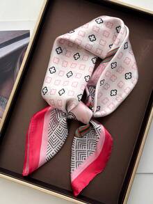 1pc Square Scarf, Women's Satin Printed Headband, Headwrap, Fashion Ladies Hair Scarf, Shawl, Scarf, Women's Neckerchief, Headscarf