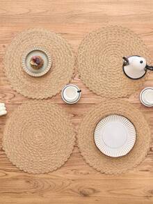 1pc Woven Placemat, Bohemian Style, Suitable For Kitchen Dining Table, Indoor/Outdoor Use, Washable, Heat Resistant, Easy To Wipe, Perfect For Camping, Holidays, Weddings, Parties And More - Camel - View 6