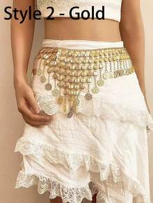 硬币流苏腰带肚脐项链女士民族服装腰带身体饰品配饰 - 彩色 - 查看 15