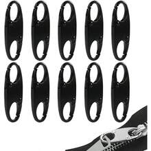 10 Pcs Clips de Mosquetn, Mosqueton Llavero, Mosquetn Doble, Hebilla de Cremallera de Repuesto Antirrobo, Mosquetn, S Llavero de Resorte Doble, para Viajes de Camping, Mochilas - Negro - Ver 2