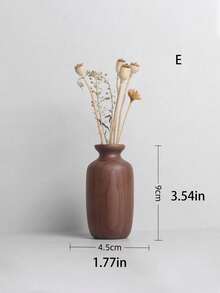 日式实木干花花瓶 木制工艺品 木质保温侘寂风格家居装饰 桌面摆件 干花插花 复古木质民宿桌面装饰 小花瓶 - 深棕色 - 查看 9