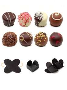 50 piezas Tazas de chocolate multiusos, Forros de papel para trufas de chocolate, Tapetes para tazas de chocolate, Tazas para dulces y postres, Bandejas plegables de papel, Forros de papel, Tarjetas creativas para sostener tazas de chocolate, Adecuadas para chocolates, muffins, cupcakes o mini bocadillos, Fines decorativos, Adecuadas para bodas, cumpleaños, fiestas, vacaciones, aniversarios - Multicolor - Ver 5