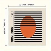 1pc Bauhaus Black-White-Orange Pattern Tablecloth With Mid-Century Modern (Stripes & Circles) Detail, Machine-Washable Polyester Fabric, With Durable, Easy-Clean, Stain-Resistant, Consistent Quality Functions, Mid-Century Modern Style, Tablecloth/Dining & Coffee Table Cover, Suitable For Wedding, Birthday, Bridal Shower, Daily Use, Kitchen & Party - 印花1 - 查看 6