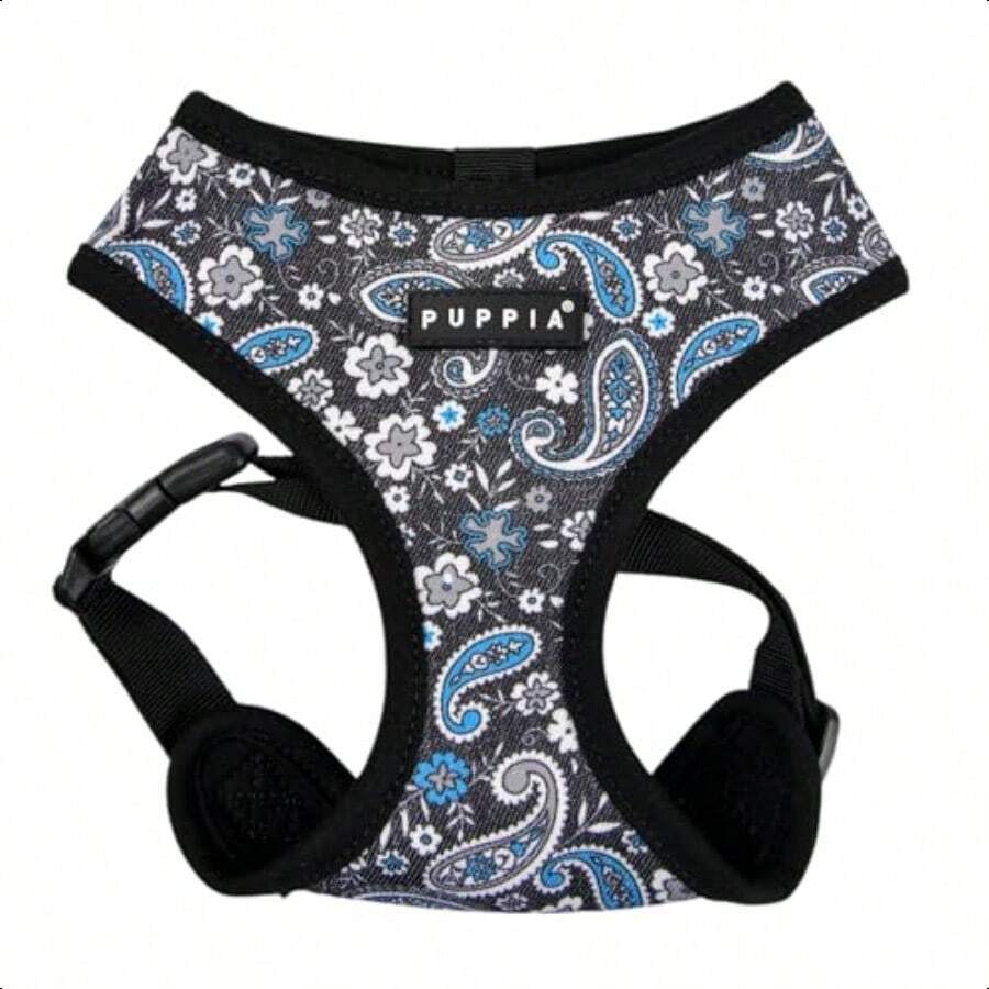 Cynthia - Arnés para Perro A sobre la Cabeza diseño de Cachemira de Moda para Primavera y Verano para Perros pequeños y medianos Negro Talla L - NegroCynthia - Ver 1