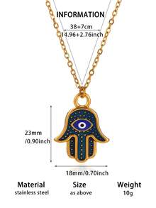 Steel Zirconia Devil's Eye Necklace Fashionable Versatile Lockbone Chain Oil Drop Pendant Unisex Jewelry Accessory Christmas Jewelry - N07692 - View 13