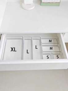 7pcs/6pcs/5pcs/1pc Drawer Divider Storage Box, Hair Accessory Organizer Box With Built-In Grid, Jewelry & Cosmetic Storage Box, Made Of Transparent PET Plastic, Multi-Functional Compartment Box For Hair Tools, Combs, Mirrors, Tweezers, Suitable For Home Drawers, Bedroom, Dorm, Bathroom, Desk - Clear - View 8