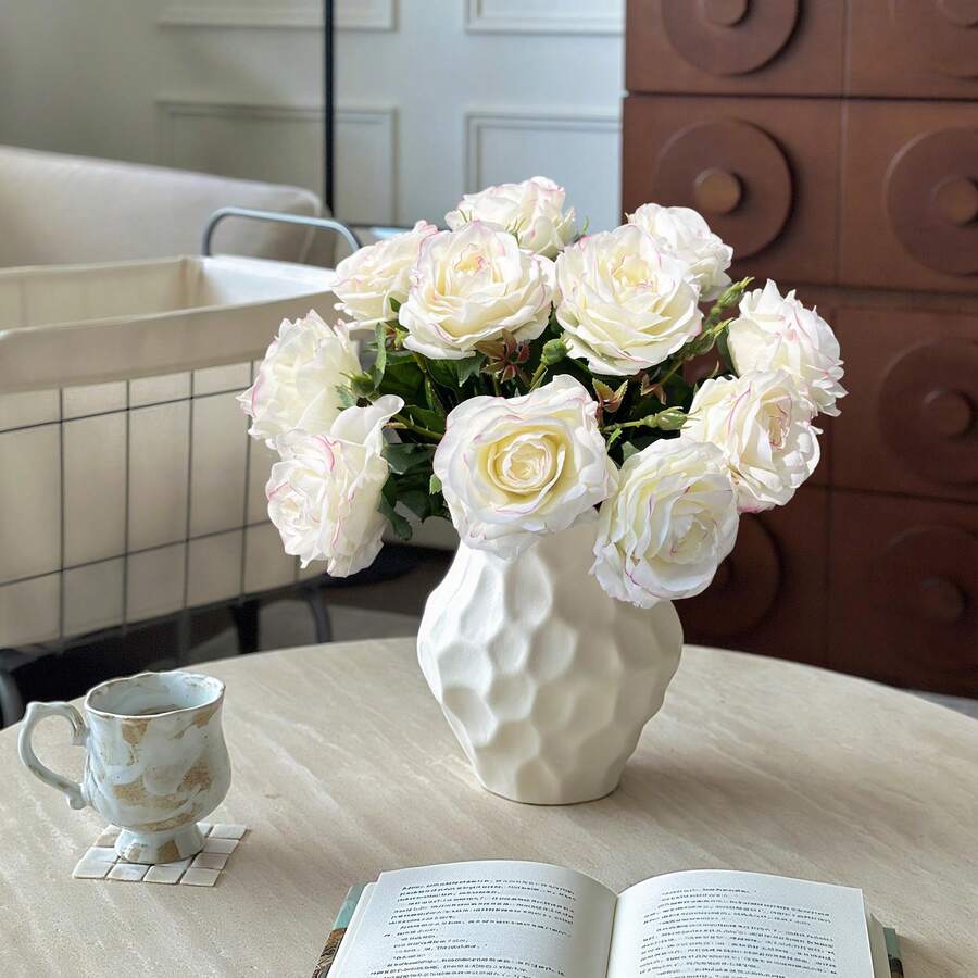 1/3件装，仿真玫瑰花束，触感逼真，家居装饰，餐桌摆设，适合情人节/周年纪念日，摄影道具 - 彩色 - 查看 1