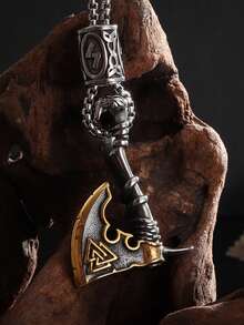 1pc Retro Domineering Nordic Rune Viking Ax Pendant Necklace For Men And Women Fashion Amulet Jewelry Gift - Fashion - View 2
