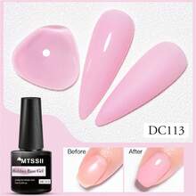 Mtssii 7ml Natural Nude 2 In 1 Rubber Base Gel Nail Polish Milky Pink Jelly White Nail Camouflage Color Coat Semi Permanent Soak Off UV Rubber Gel Base For Nails Manicure Nail Supplies Nail Art Design For Home Salon Gift For Women - 粉色 - 查看 2