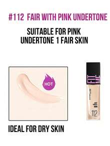 Maybelline 菲力特潤粉底液，水潤柔滑，SPF 25，色號 #112，粉嫩自然色，5/30毫升可選，24小時長效保濕，10秒快速上妝，三效合一，打造無妝感，長效滋養，三步輕鬆上皙，適合粉調2號白妝乾性肌膚，打造無妝底霜 - 水潤版112 - 查看 5