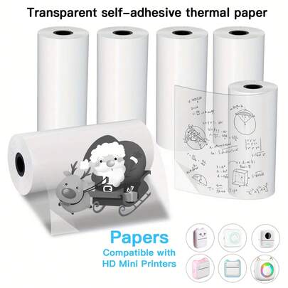 Transparent Black Thermal Labels 57x25mm Glossy Self-Adhesive For Wireless Mini Printers Smartphones Receipts Menus Coupons