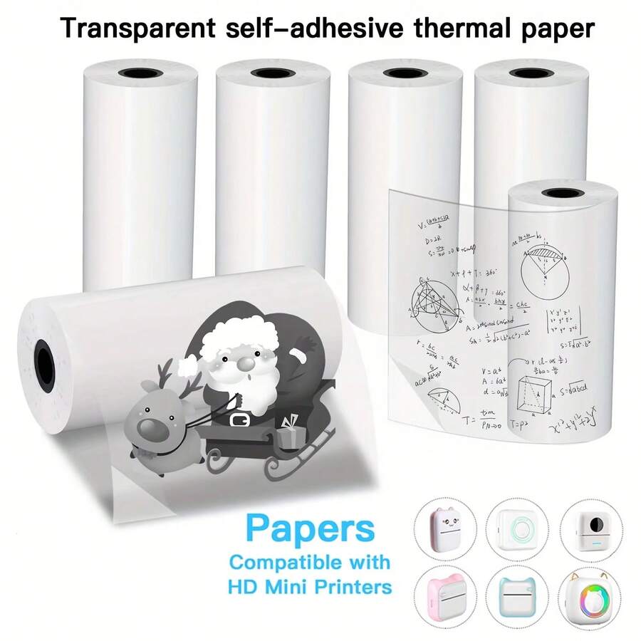 Transparent Black Thermal Labels 57x25mm Glossy Self-Adhesive For Wireless Mini Printers Smartphones Receipts Menus Coupons - Multicolor - View 1