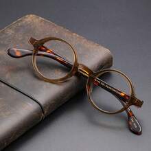 几何图案醋酸纤维全框男女通用眼镜，复古风格，四季皆宜 - 透茶玳瑁腿 - 查看 7