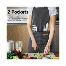 Chef Apron Bib Apron With 2 Large Pockets Adjustable Neck Strap Kitchen Apron CooFKing Apron Stripes BaFKing Apron - BlackPinstripes - View 7
