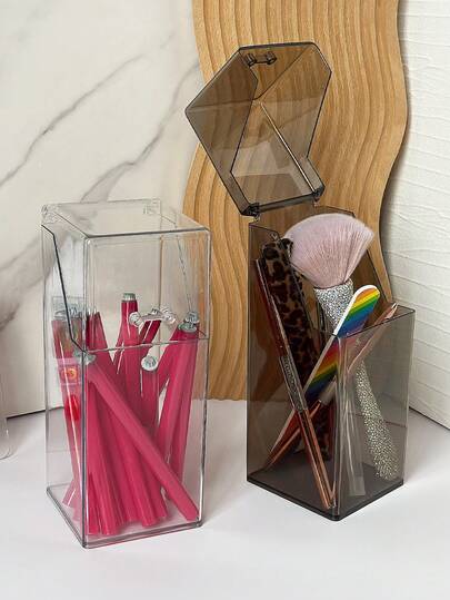 Minimalist Fashion Nail Brush Nail Pen Storage Bucket, Makeup Brush, Eyebrow Pencil, Eyeshadow Brush, Makeup Tools Storage Box, Acrylic Transparent Display Box