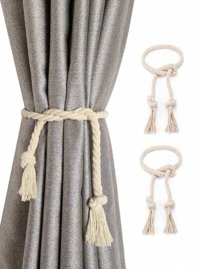 1/2/4 szt. bawełniana lina w stylu rustykalnym, tkana lina do podwiązywania zasłon, odpowiednia do mocowania zasłon i dekoracji