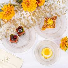 50/25/14/7/1pcs Set Transparent Glitter Gold Rim Plates, Elegant Dessert Plates, Pasta Plates, Pizza Plates, Cake Plates, Salad Plates, 7.5"/10.25" Sizes, Reusable & Easy To Clean, Suitable For Outdoor, Party, Birthday, Wedding And Holiday Gatherings - Gold Dust - View 7