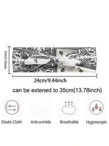 1件装女士佩斯利花纹条纹蝴蝶结弹力运动发带，弹力兔耳休闲瑜伽户外跑步网球吸汗带，优雅发饰休闲头巾 - 彩色 - 查看 9