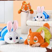 Miniso Búp bê nhồi bông Judy nằm số 16 thuộc series Zootopia, chất liệu nhung mềm mại, hình dáng chú thỏ Zootopia, trang phục sọc xanh trắng, thích hợp để trang trí nhà cửa/làm gối/trang trí bàn làm việc, búp bê nhồi bông dễ thương cỡ vừa (1 chiếc) - Nhiều màu - Xem 5